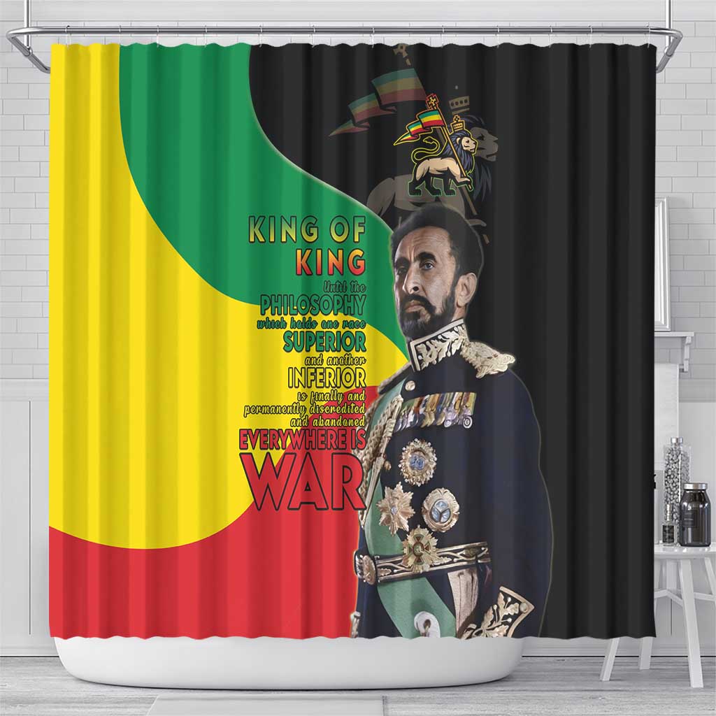 Haile Selassie Shower Curtain Lion Of Judah Ethiopia Rastafari LT15