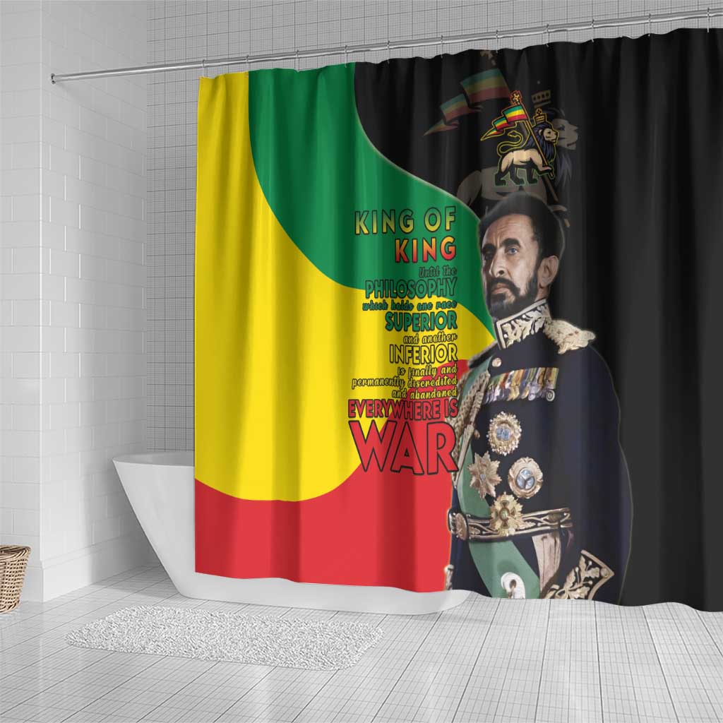 Haile Selassie Shower Curtain Lion Of Judah Ethiopia Rastafari LT15