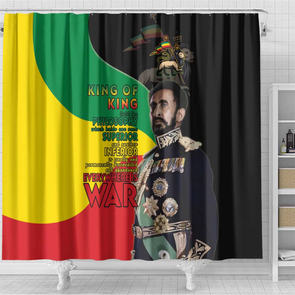 Haile Selassie Shower Curtain Lion Of Judah Ethiopia Rastafari LT15