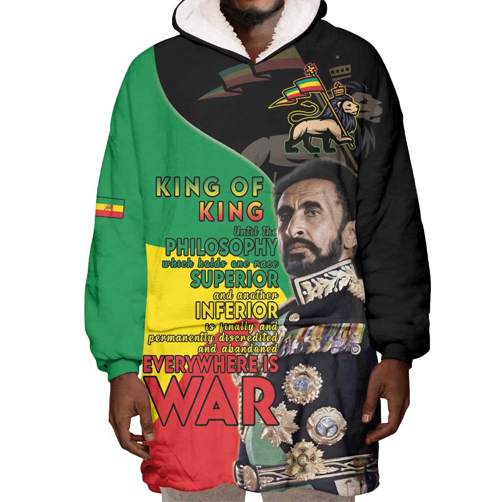 Jah Rastafari Wearable Blanket Hoodie Haile Selassie LT15