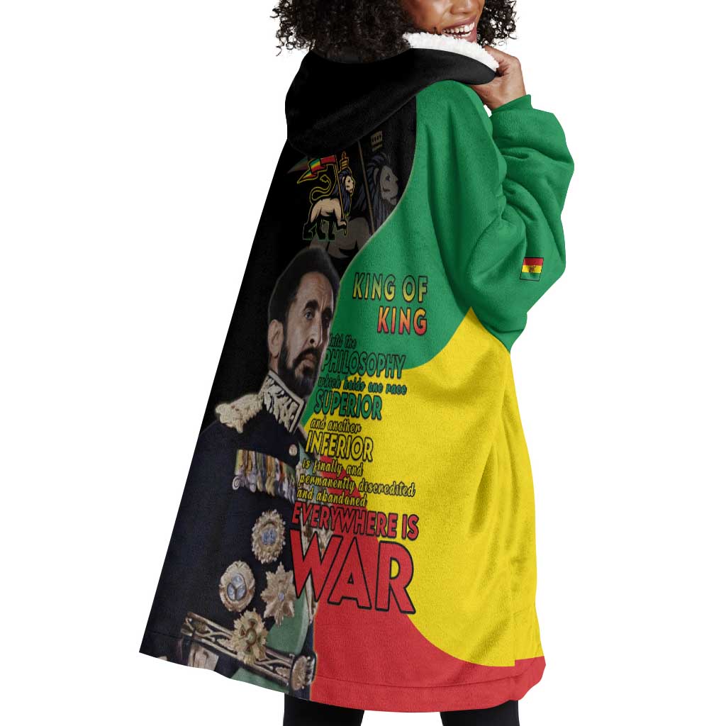 Jah Rastafari Wearable Blanket Hoodie Haile Selassie LT15