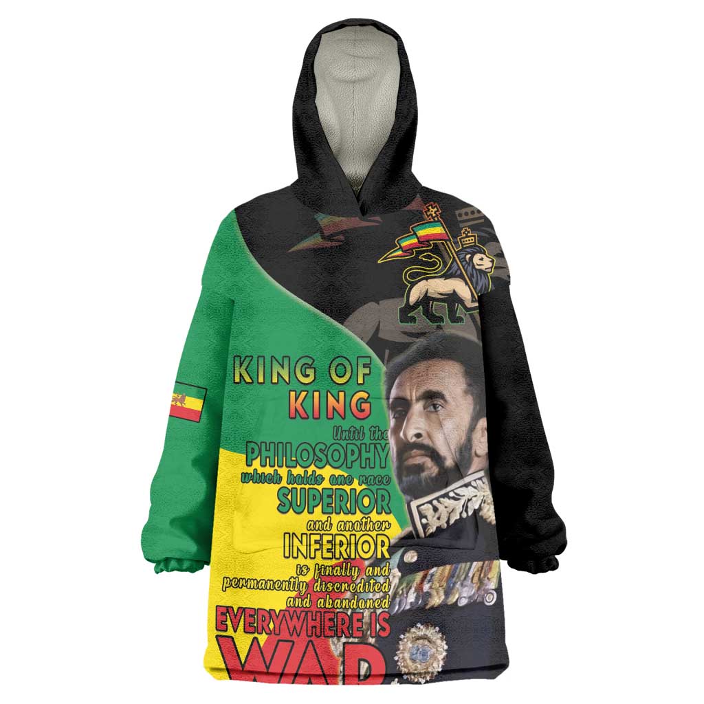 Jah Rastafari Wearable Blanket Hoodie Haile Selassie LT15