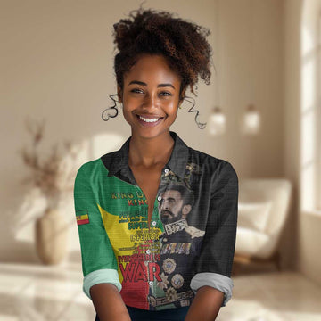 Jah Rastafari Women Casual Shirt Haile Selassie LT15