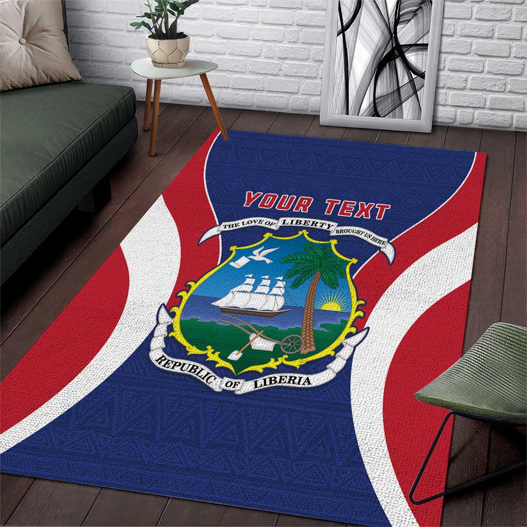 Personalised Afro Liberia Area Rug Coat Of Arms With Flag Map - African Pattern LT15