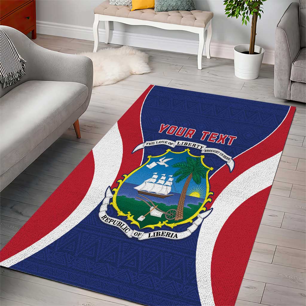 Personalised Afro Liberia Area Rug Coat Of Arms With Flag Map - African Pattern LT15
