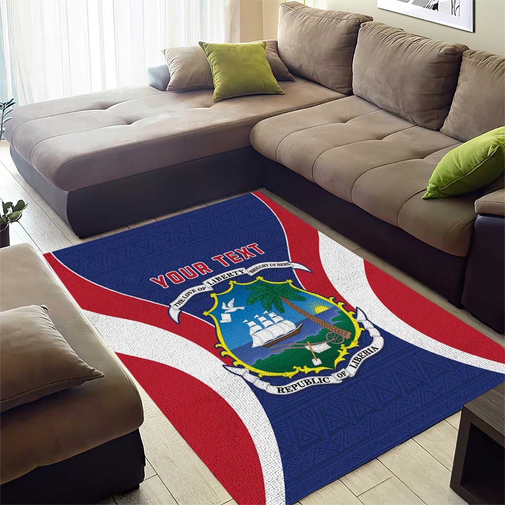 Personalised Afro Liberia Area Rug Coat Of Arms With Flag Map - African Pattern LT15