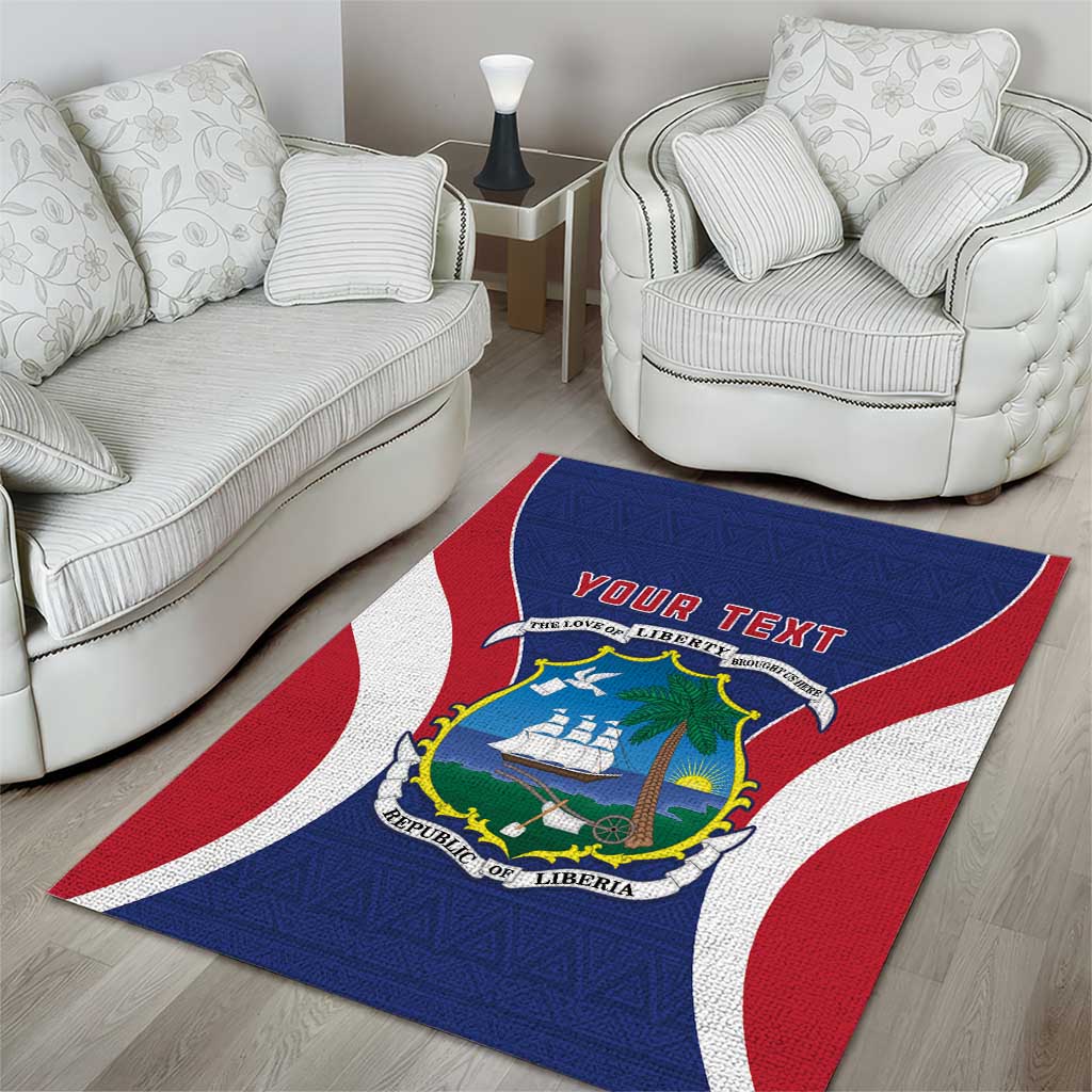 Personalised Afro Liberia Area Rug Coat Of Arms With Flag Map - African Pattern LT15