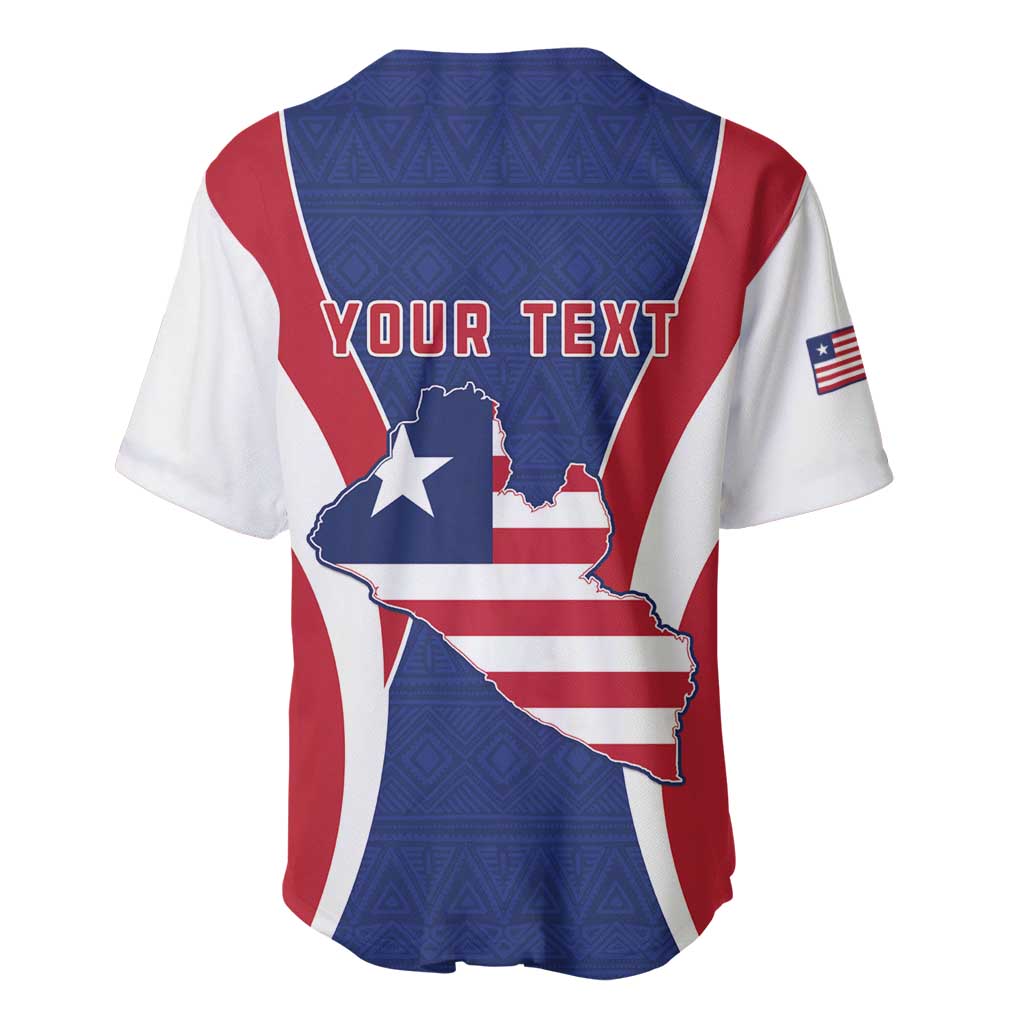 Personalised Afro Liberia Baseball Jersey Coat Of Arms With Flag Map - African Pattern LT15