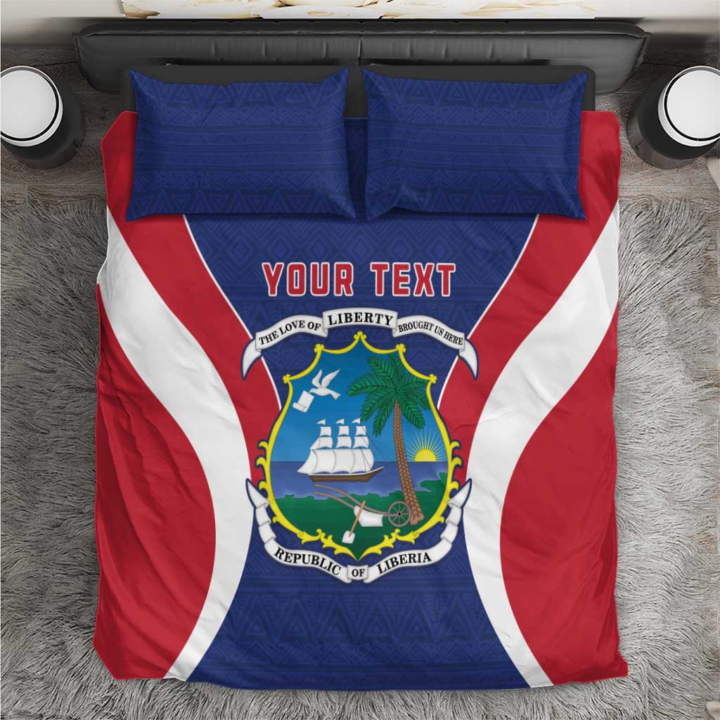 Personalised Afro Liberia Bedding Set Coat Of Arms With Flag Map - African Pattern LT15