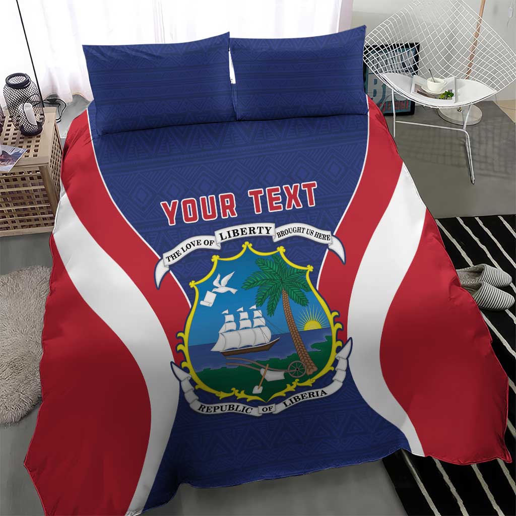 Personalised Afro Liberia Bedding Set Coat Of Arms With Flag Map - African Pattern LT15