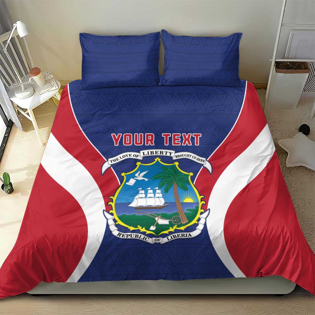 Personalised Afro Liberia Bedding Set Coat Of Arms With Flag Map - African Pattern LT15