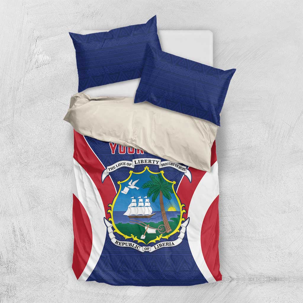 Personalised Afro Liberia Bedding Set Coat Of Arms With Flag Map - African Pattern LT15