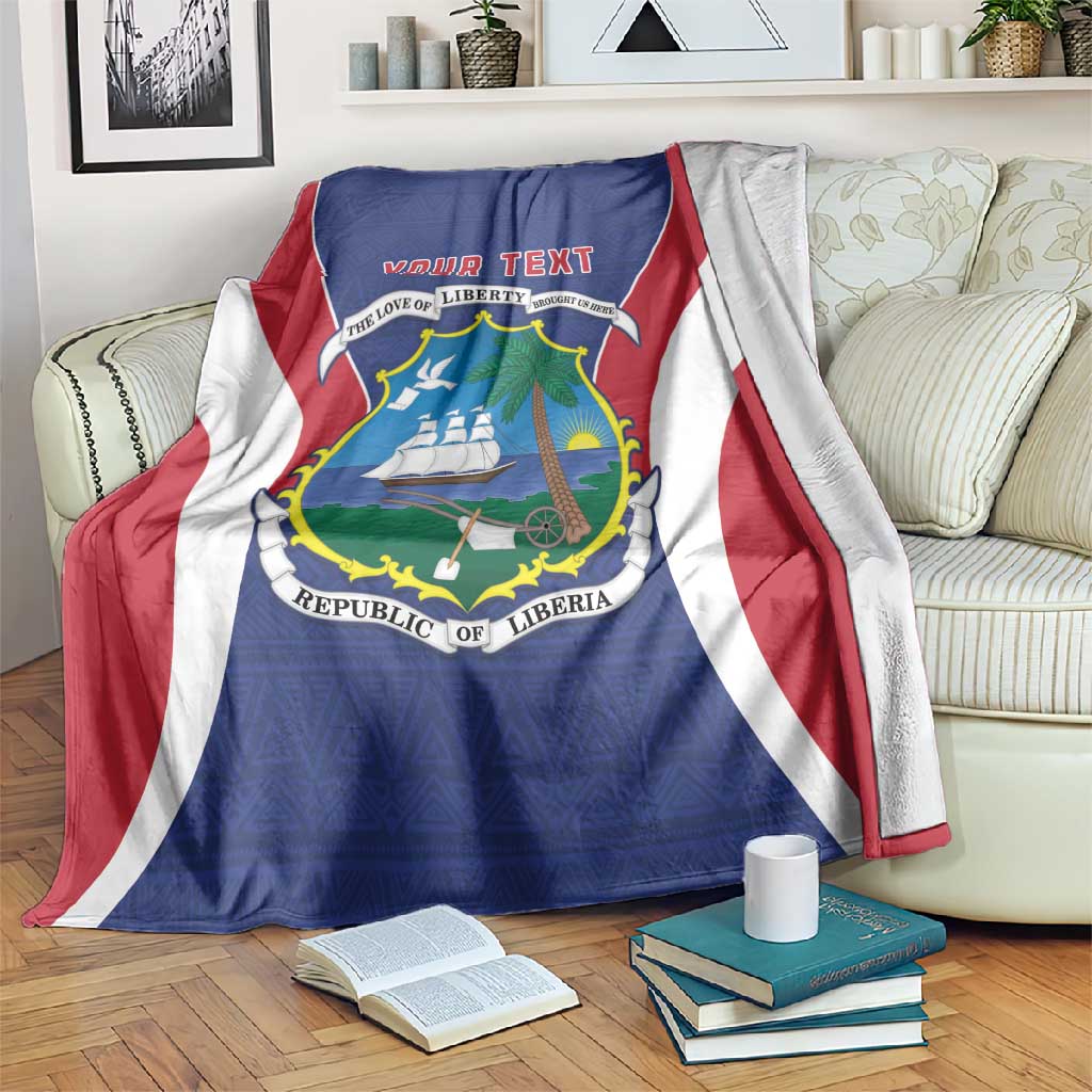 Personalised Afro Liberia Blanket Coat Of Arms With Flag Map - African Pattern LT15