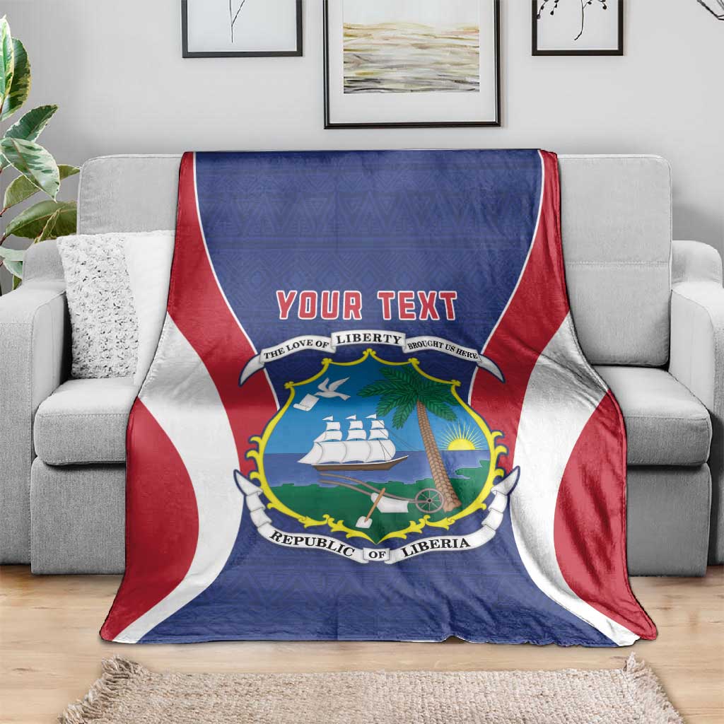 Personalised Afro Liberia Blanket Coat Of Arms With Flag Map - African Pattern LT15