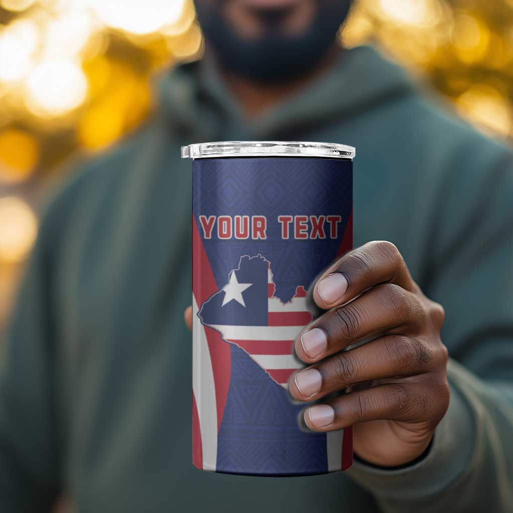 Personalised Afro Liberia 4 in 1 Can Cooler Tumbler Coat Of Arms With Flag Map - African Pattern LT15