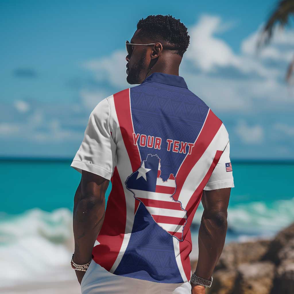 Personalised Afro Liberia Hawaiian Shirt Coat Of Arms With Flag Map - African Pattern LT15