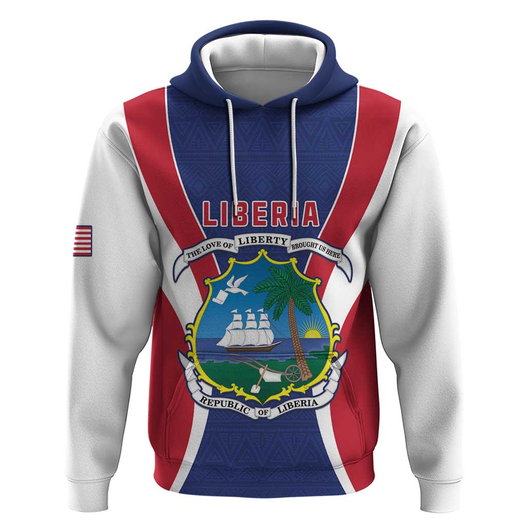 Personalised Liberia Hoodie Coat Of Arms With Flag Map LT15