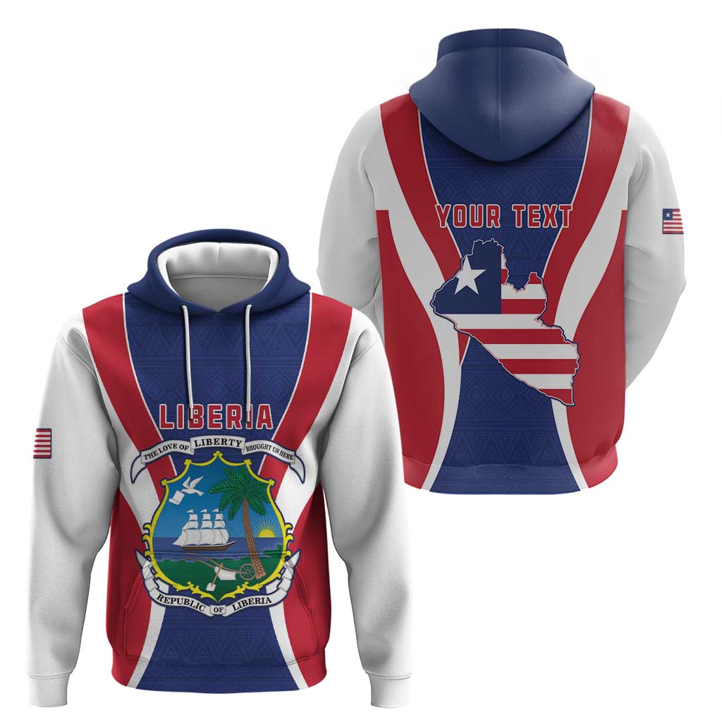 Personalised Liberia Hoodie Coat Of Arms With Flag Map LT15