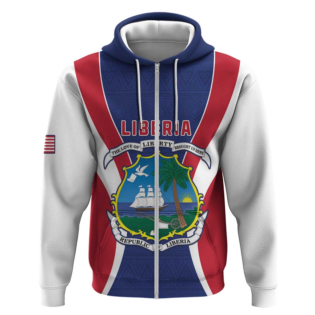 Personalised Liberia Hoodie Coat Of Arms With Flag Map LT15