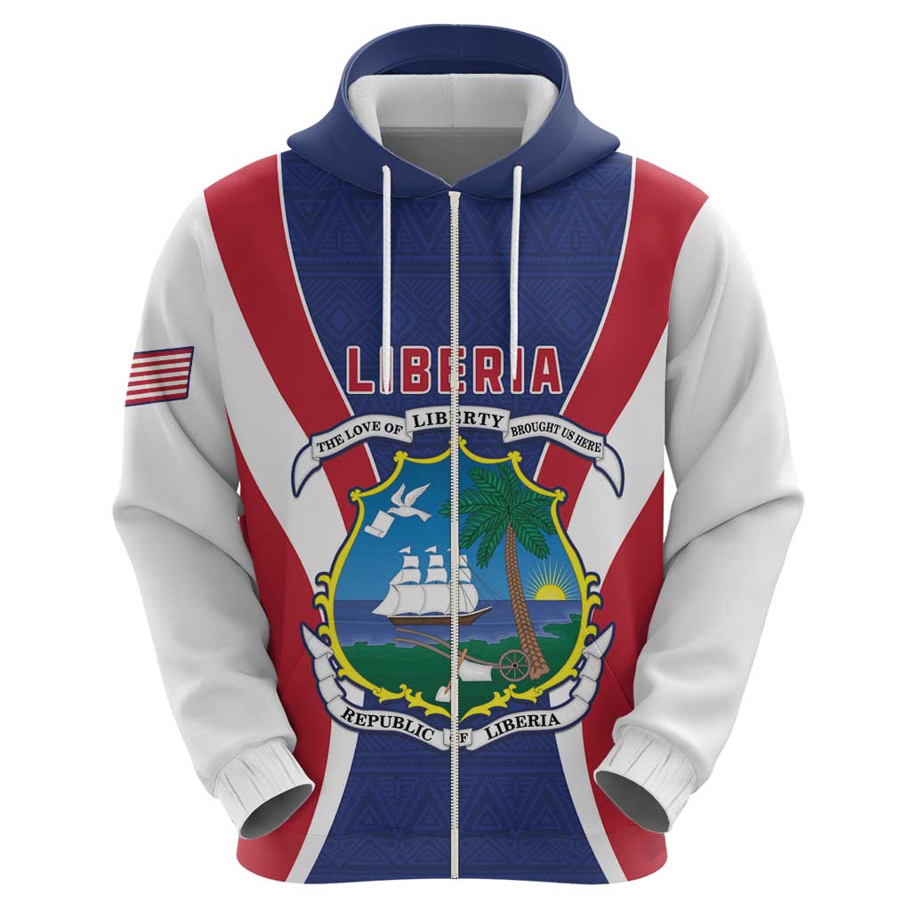 Personalised Liberia Hoodie Coat Of Arms With Flag Map LT15
