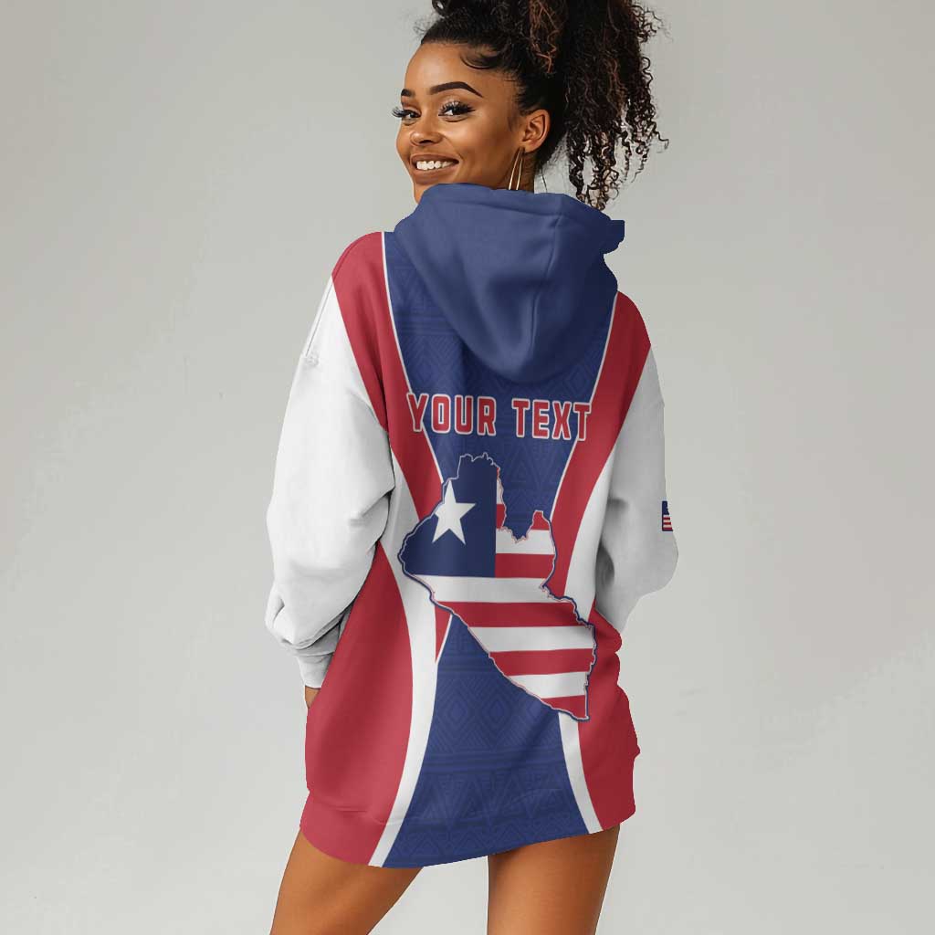 Personalised Afro Liberia Hoodie Dress Coat Of Arms With Flag Map - African Pattern LT15