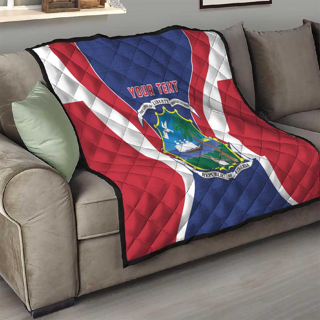 Personalised Afro Liberia Quilt Coat Of Arms With Flag Map - African Pattern LT15