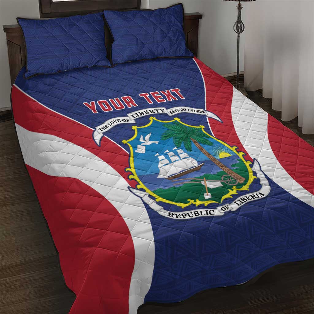 Personalised Afro Liberia Quilt Bed Set Coat Of Arms With Flag Map - African Pattern LT15