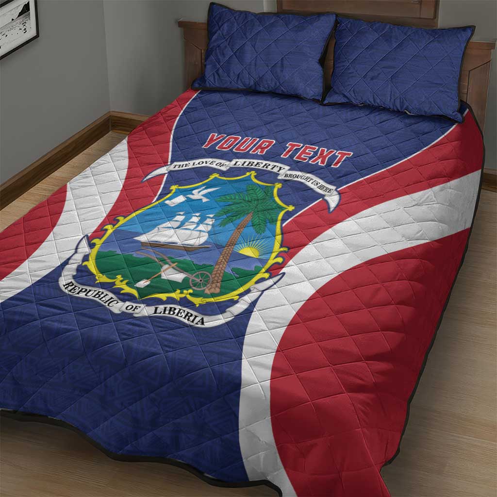 Personalised Afro Liberia Quilt Bed Set Coat Of Arms With Flag Map - African Pattern LT15