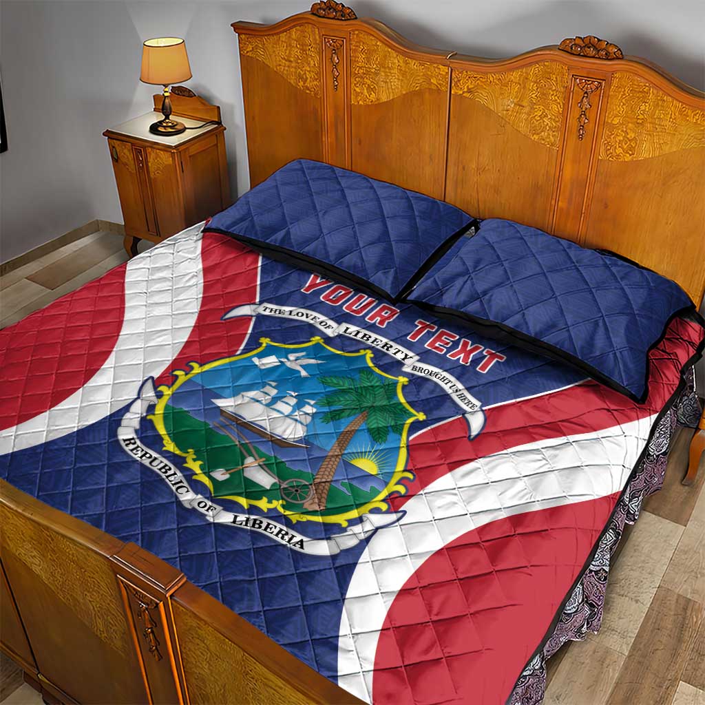 Personalised Afro Liberia Quilt Bed Set Coat Of Arms With Flag Map - African Pattern LT15