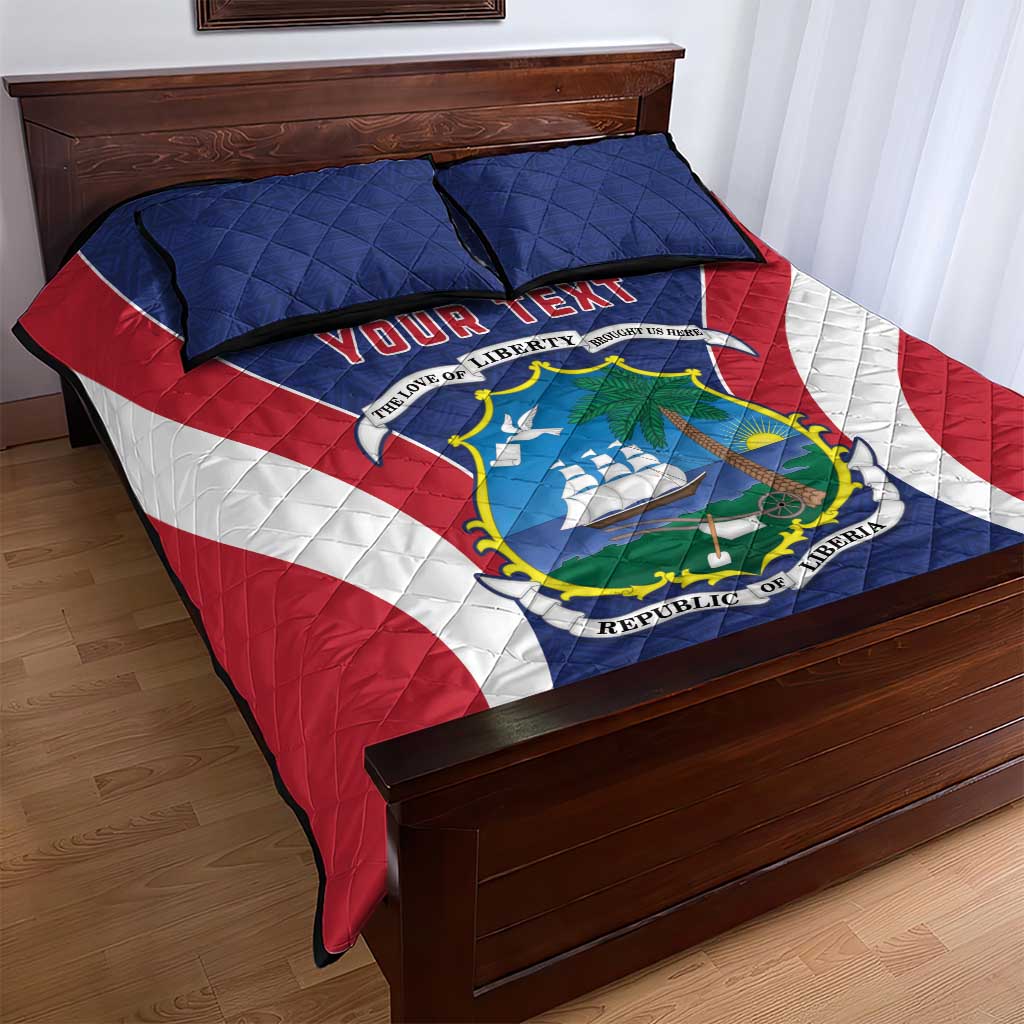 Personalised Afro Liberia Quilt Bed Set Coat Of Arms With Flag Map - African Pattern LT15