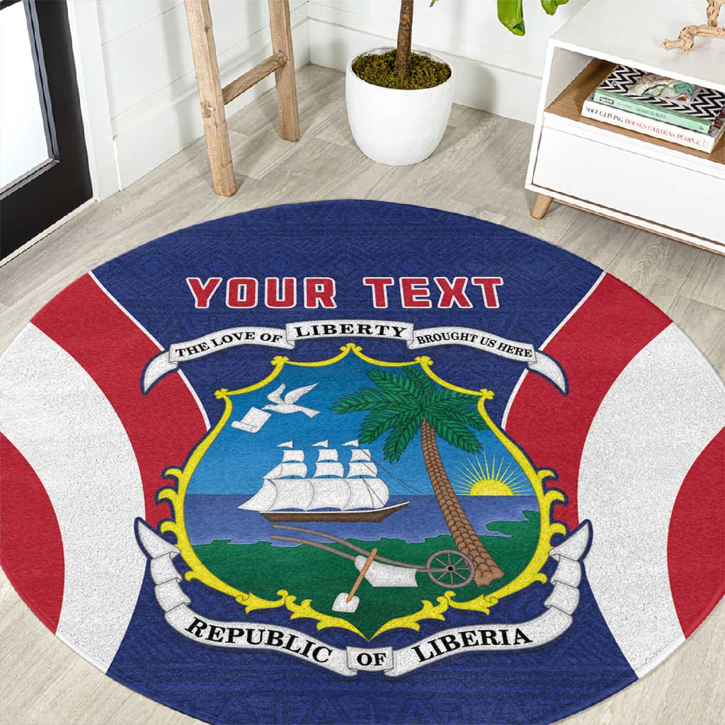 Personalised Afro Liberia Round Carpet Coat Of Arms With Flag Map - African Pattern LT15