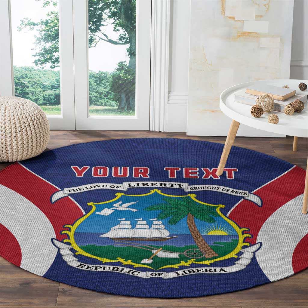 Personalised Afro Liberia Round Carpet Coat Of Arms With Flag Map - African Pattern LT15
