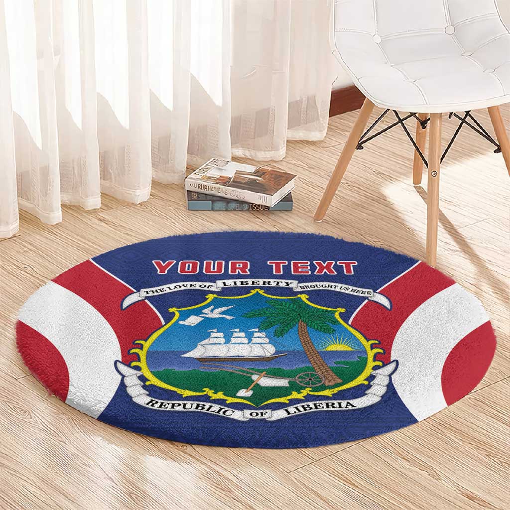 Personalised Afro Liberia Round Carpet Coat Of Arms With Flag Map - African Pattern LT15