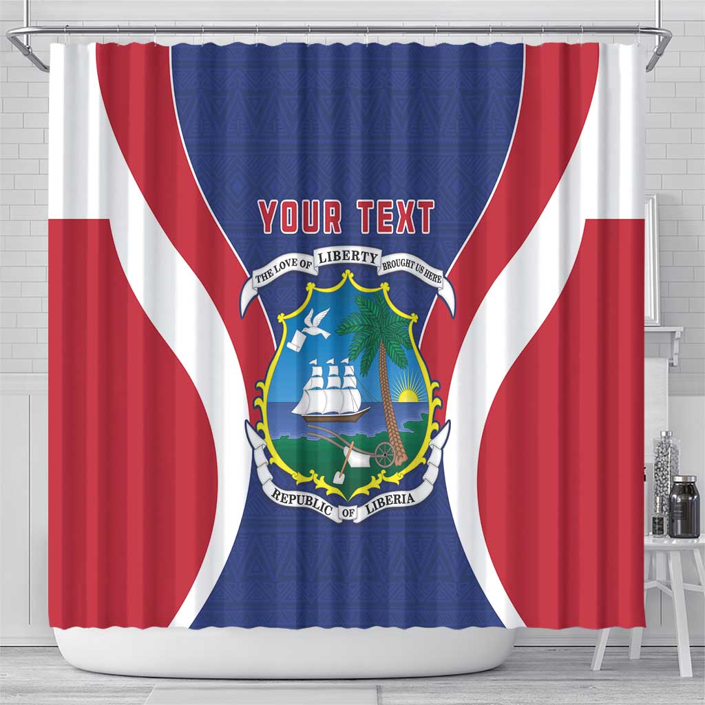 Personalised Liberia Shower Curtain Coat Of Arms With Flag Map LT15