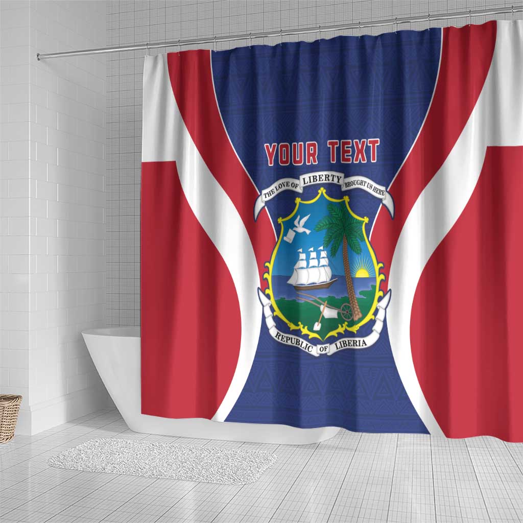 Personalised Liberia Shower Curtain Coat Of Arms With Flag Map LT15