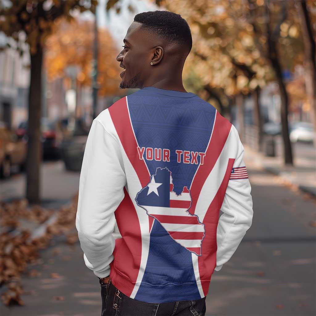 Personalised Afro Liberia Sweatshirt Coat Of Arms With Flag Map - African Pattern LT15