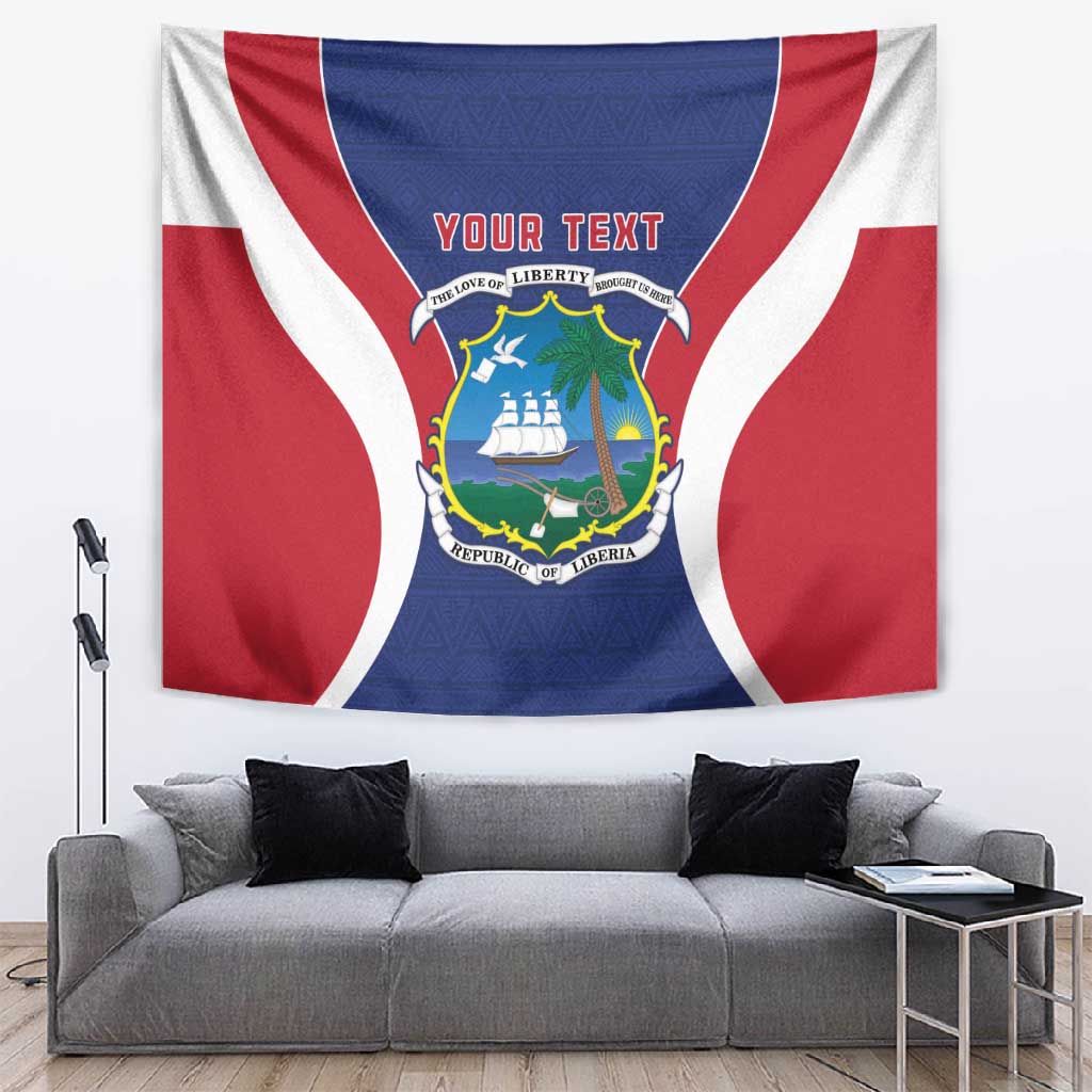 Personalised Afro Liberia Tapestry Coat Of Arms With Flag Map - African Pattern LT15