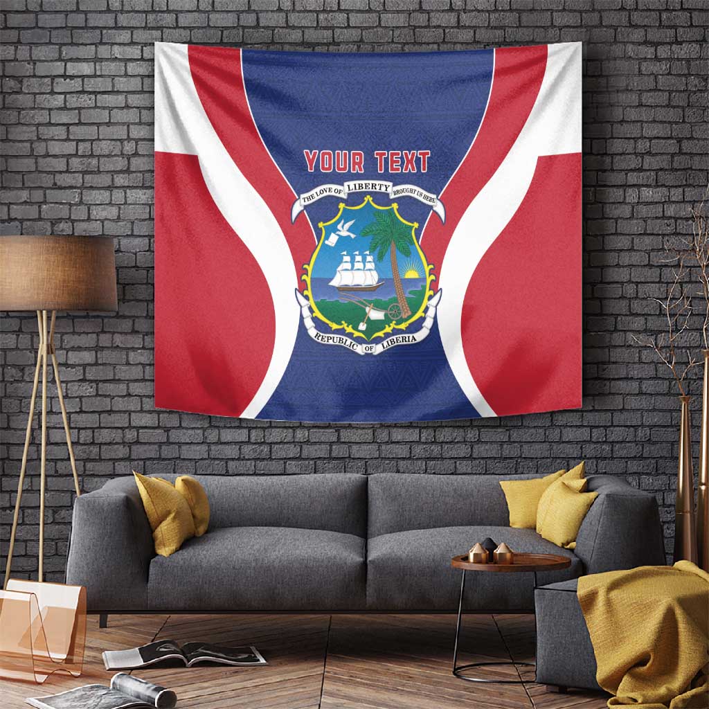 Personalised Afro Liberia Tapestry Coat Of Arms With Flag Map - African Pattern LT15