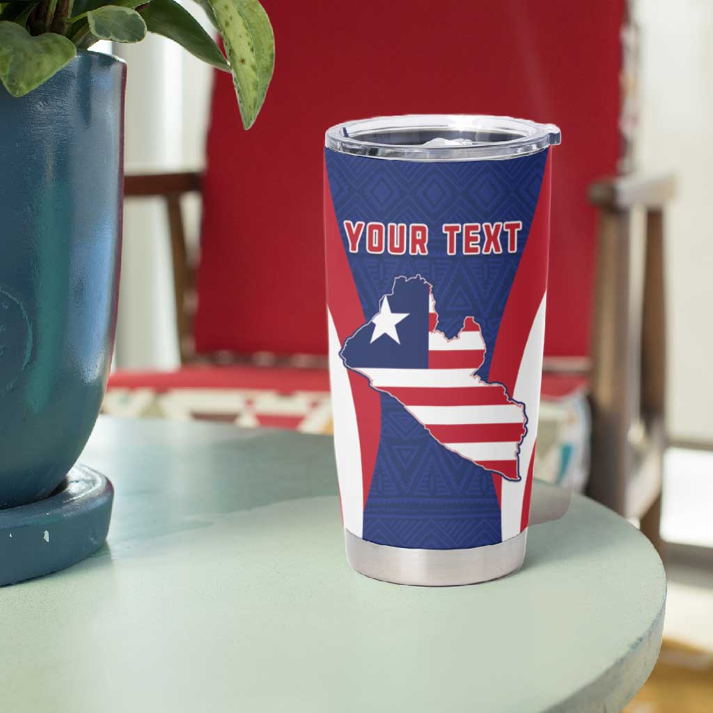 Personalised Afro Liberia Tumbler Cup Coat Of Arms With Flag Map - African Pattern LT15