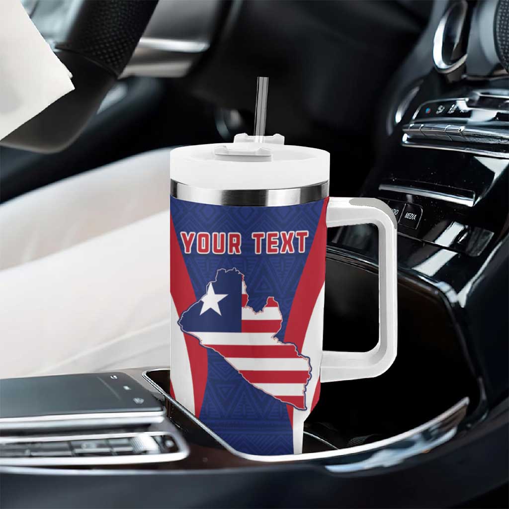 Personalised Afro Liberia Tumbler With Handle Coat Of Arms With Flag Map - African Pattern LT15