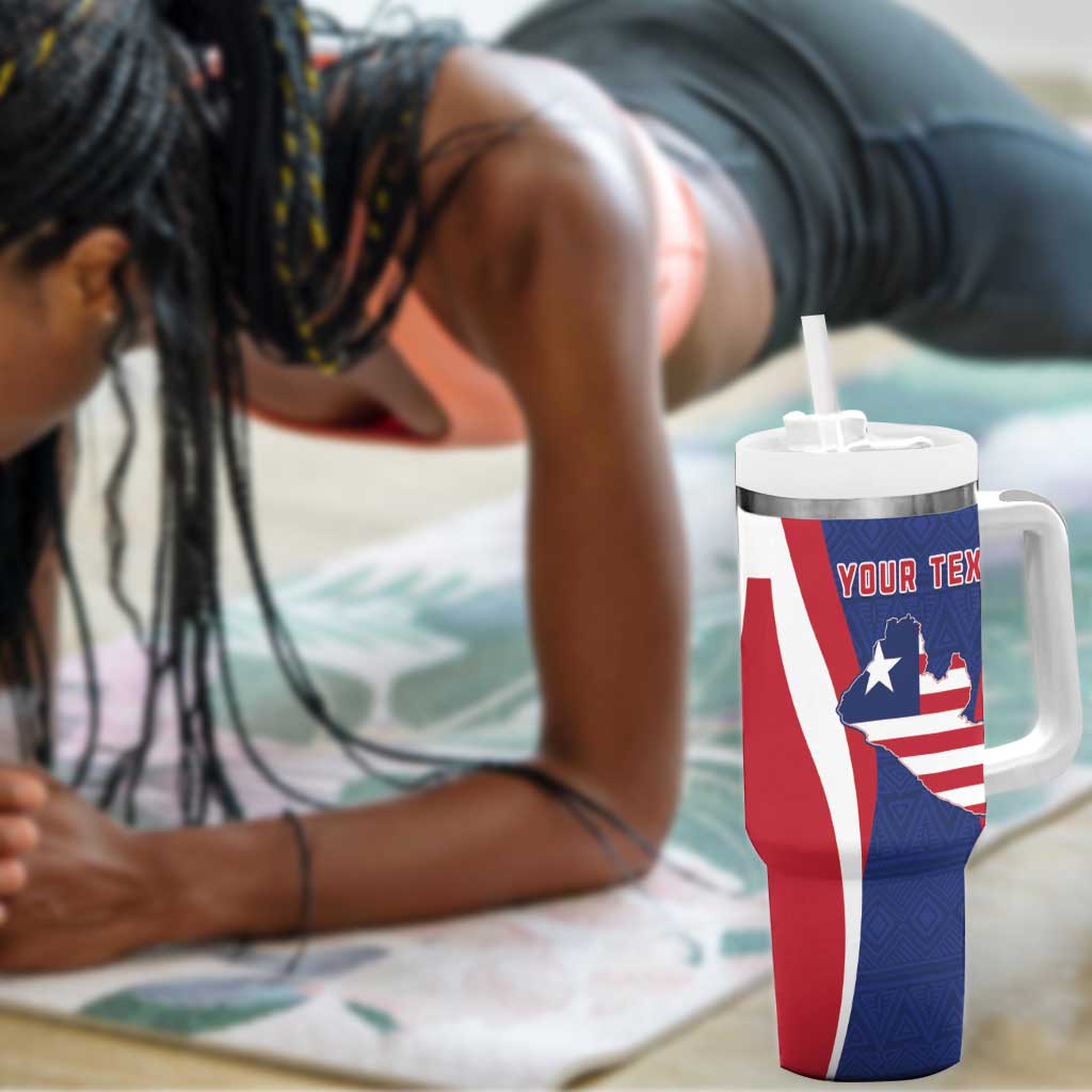 Personalised Afro Liberia Tumbler With Handle Coat Of Arms With Flag Map - African Pattern LT15