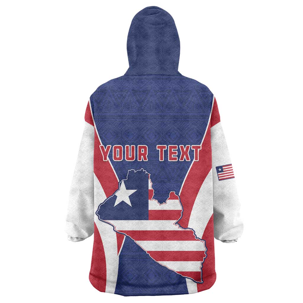 Personalised Afro Liberia Wearable Blanket Hoodie Coat Of Arms With Flag Map - African Pattern LT15
