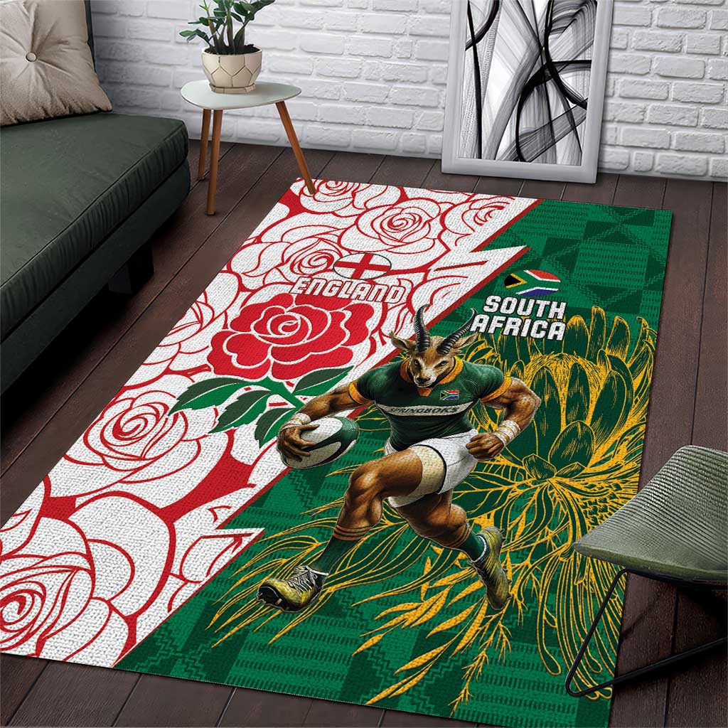 South Africa Combine England Rugby Area Rug Springboks and Red Rose LT15