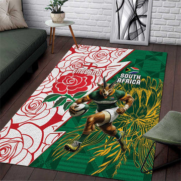 South Africa Combine England Rugby Area Rug Springboks and Red Rose LT15