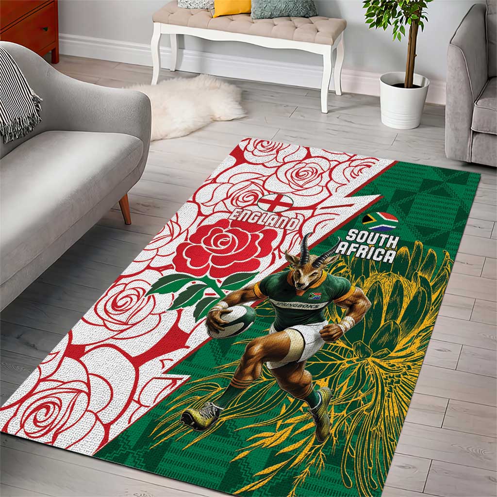 South Africa Combine England Rugby Area Rug Springboks and Red Rose LT15