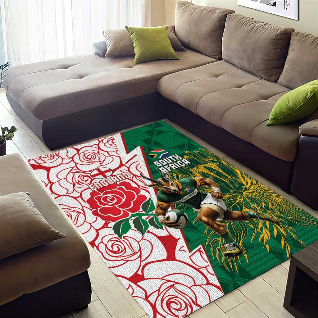 South Africa Combine England Rugby Area Rug Springboks and Red Rose LT15