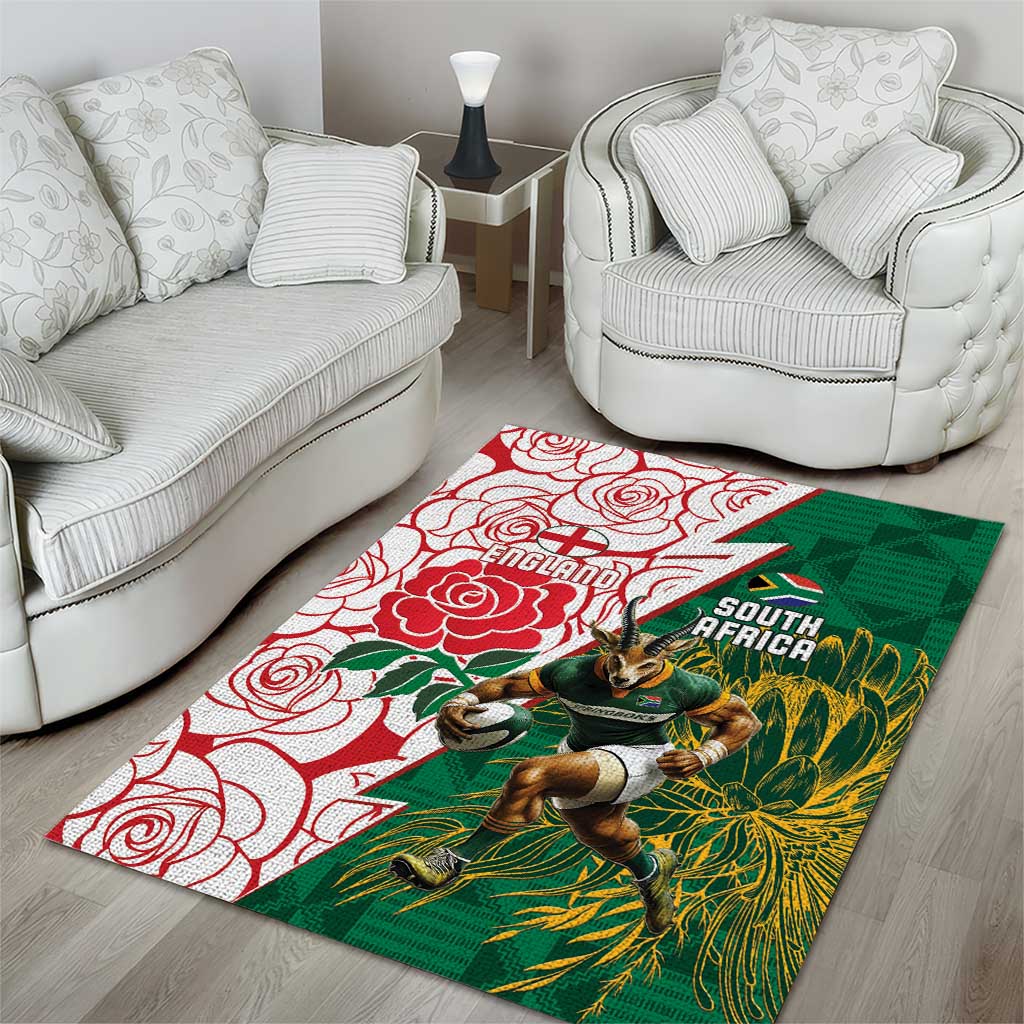 South Africa Combine England Rugby Area Rug Springboks and Red Rose LT15