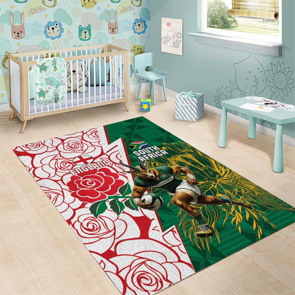 South Africa Combine England Rugby Area Rug Springboks and Red Rose LT15