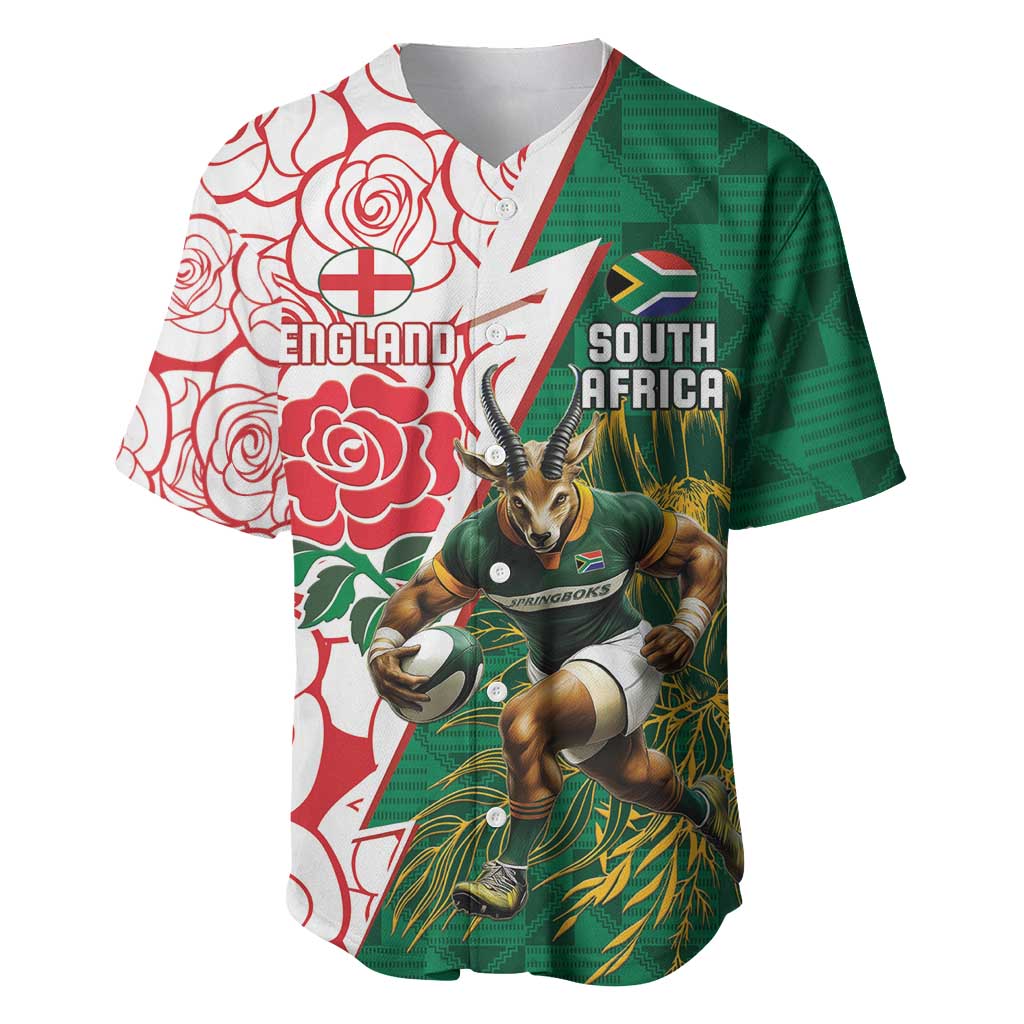 Personalized South Africa Combine England Rugby Baseball Jersey Springboks and Red Rose LT15