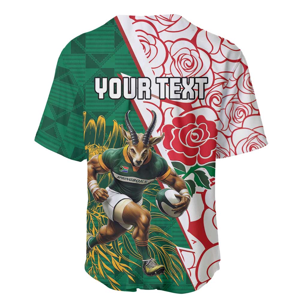 Personalized South Africa Combine England Rugby Baseball Jersey Springboks and Red Rose LT15